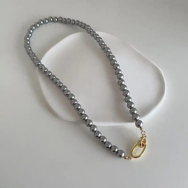 Vintage Simple Temperature Gray Pearl Necklace