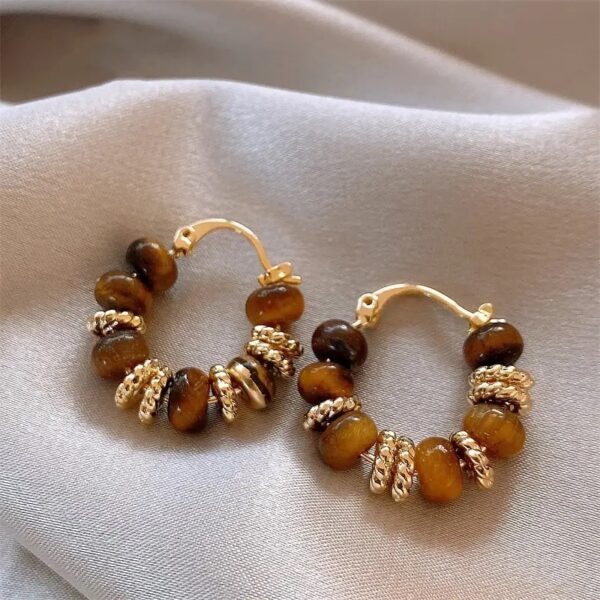 Retro Elegant Circle Brown Hoop Earrings