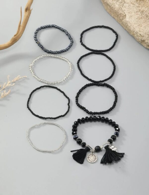 8pcs Tassel & Four-Leaf Clover Charm Bracelet - Image 3