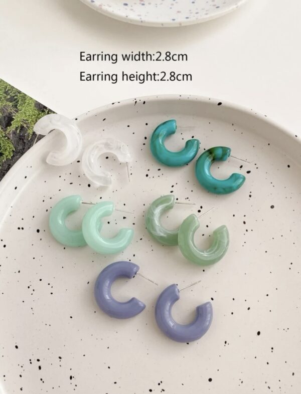 5pairs Green Minimal Acrylic Hoop Earrings - Image 2