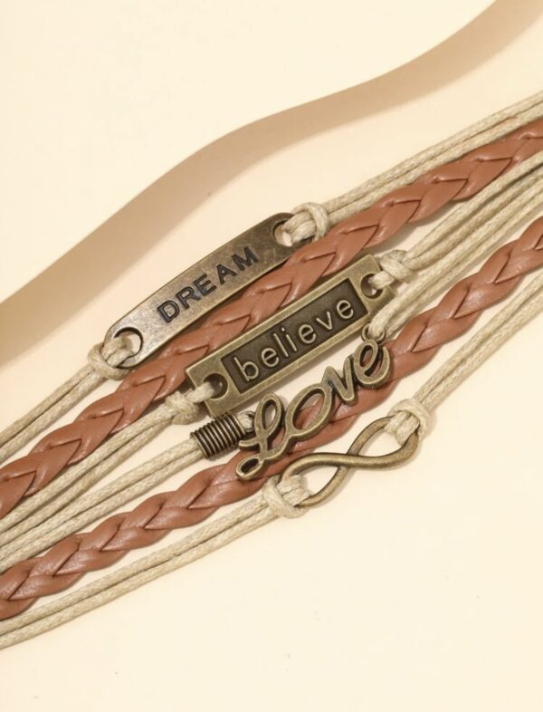 Letter Detail Geometric Decor Layered Bracelet - Image 2