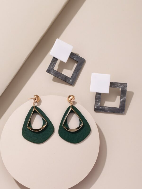 2pairs Geo Decor Earrings - Image 2