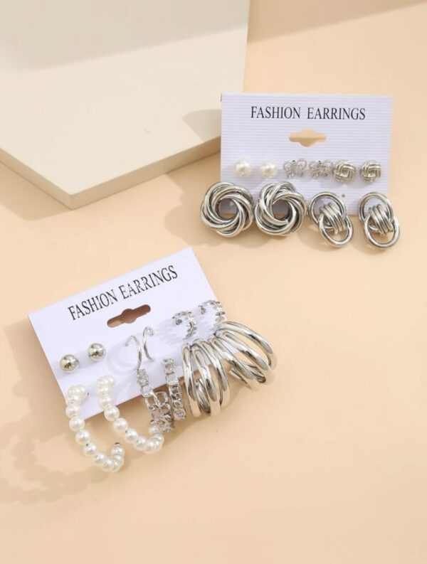 11pairs Faux Pearl Decor Earrings - Image 2