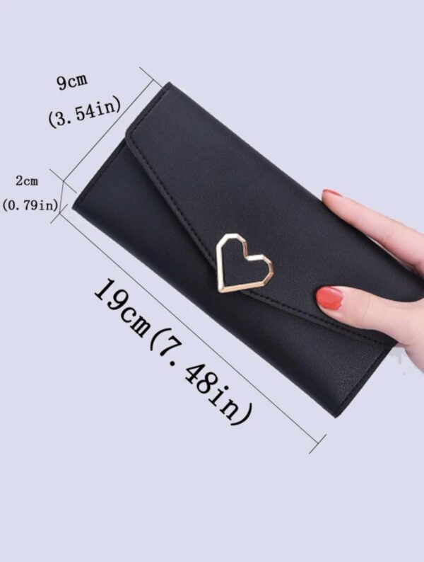 Heart Decor Flap Long Wallet - Image 3