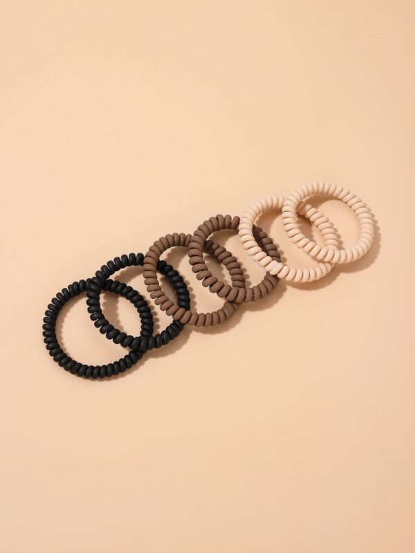 6pcs Solid Telephone Wire Hair Tie