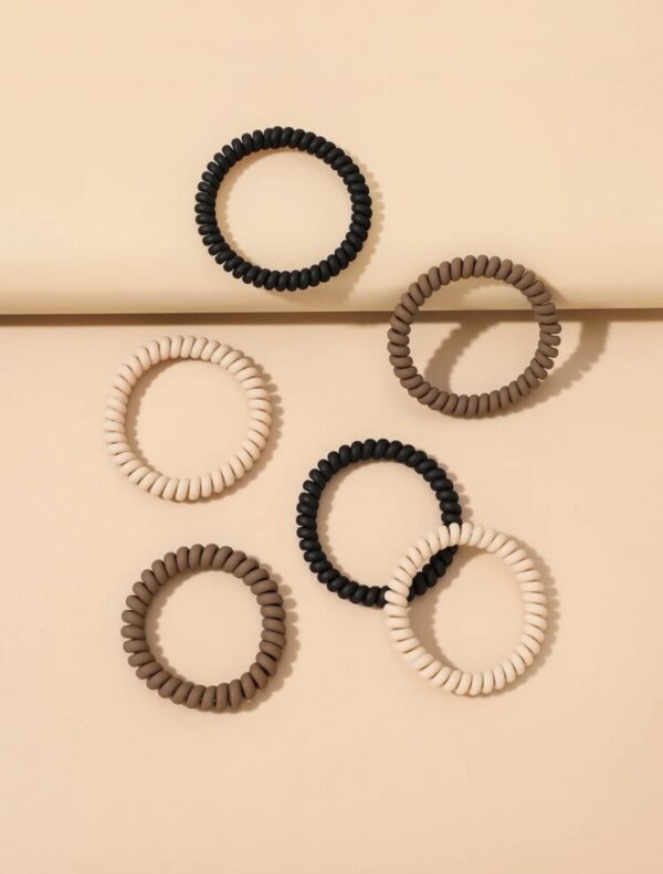 6pcs Solid Telephone Wire Hair Tie - Image 3