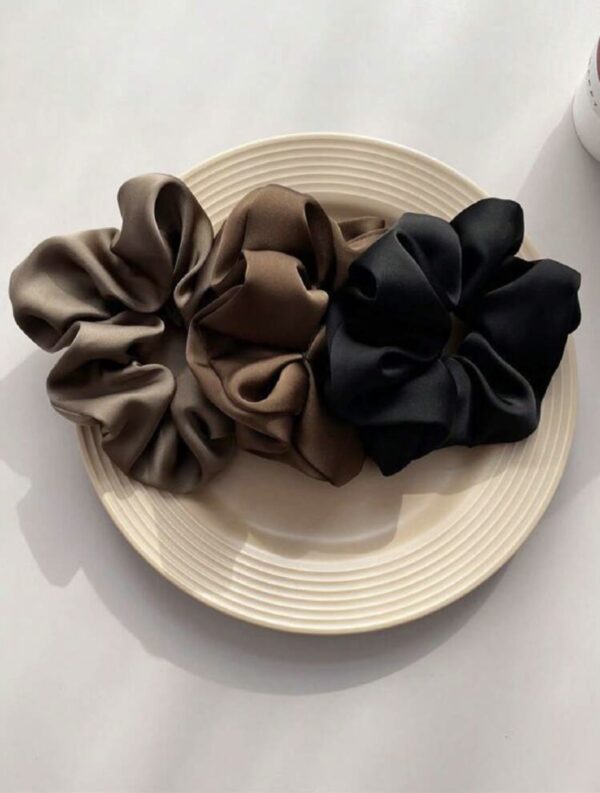 3pcs Dark Tone Solid Hair Ties - Image 2