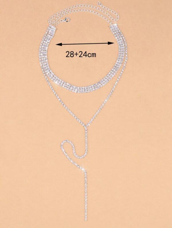 Rhinestone Decor Layered Y Lariat Necklace - Image 2