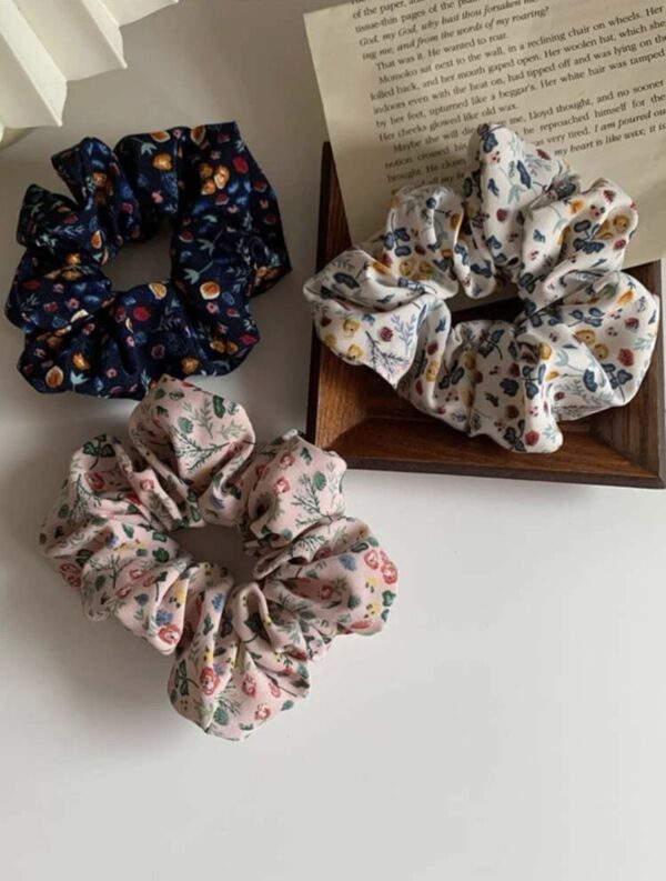 5pcs Boho Decor Floral Print Scrunchies - Image 3