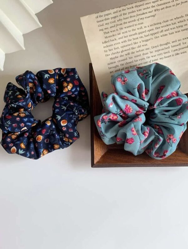 5pcs Boho Decor Floral Print Scrunchies - Image 2