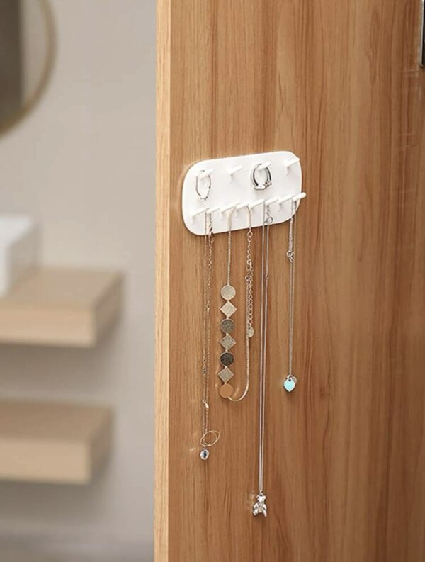 1pc White Wall Mounted Jewelry Storage Rack - Image 3