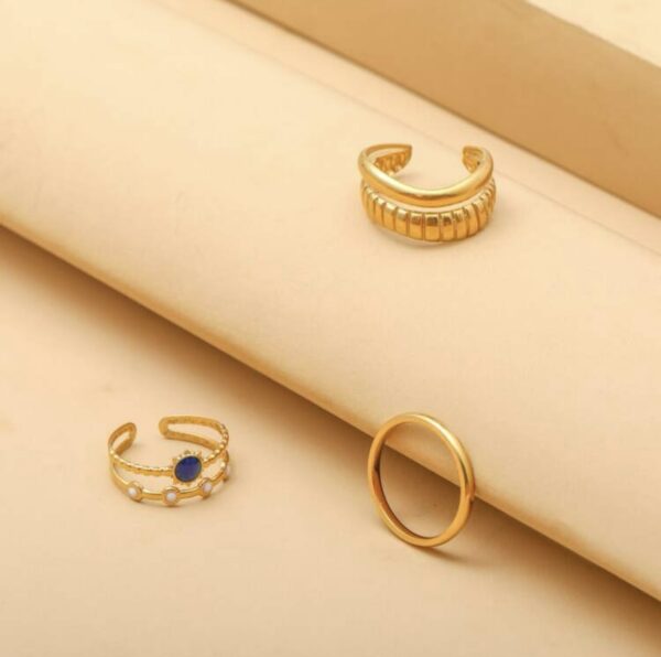 3pcs/set Non Tarnish Versatile Oil Drop Rings - Image 3