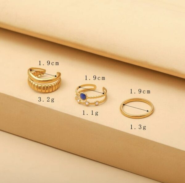 3pcs/set Non Tarnish Versatile Oil Drop Rings - Image 2