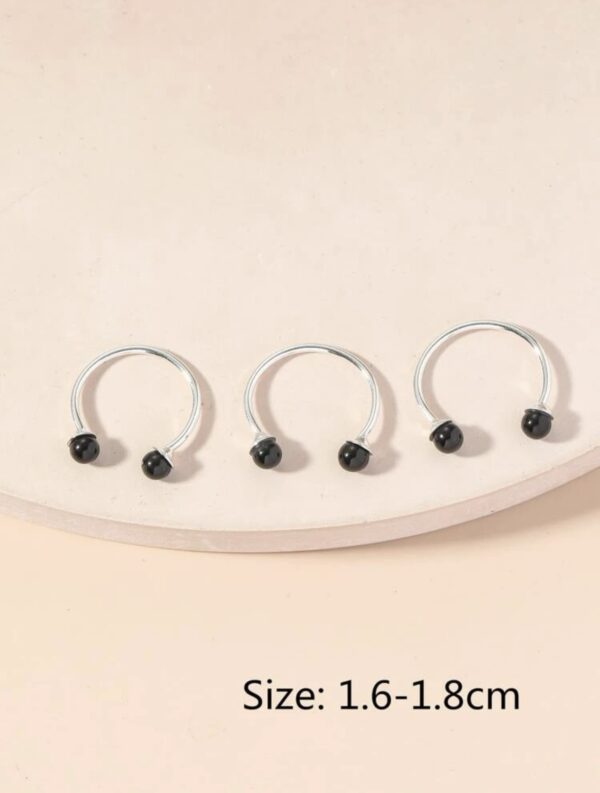 3pcs Ball Decor Cuff Ring - Image 3