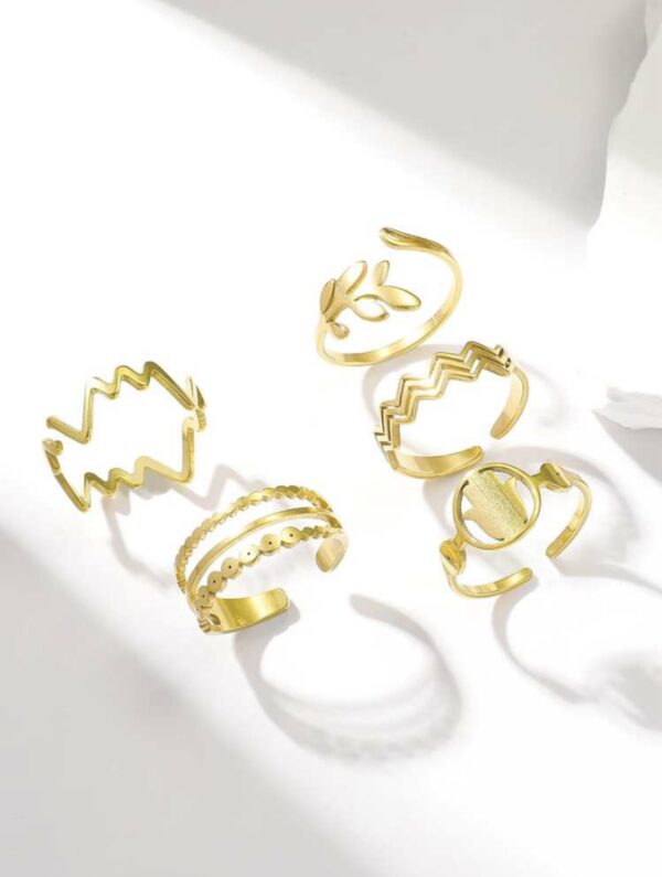 5pcs Non Tarnish Retro Adjustable Ring Set