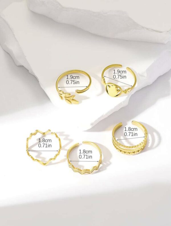 5pcs Non Tarnish Retro Adjustable Ring Set - Image 3