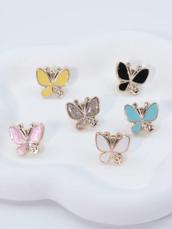 6pcs Butterfly Decor Removable Button Tighten Buckle Brooches - Image 2