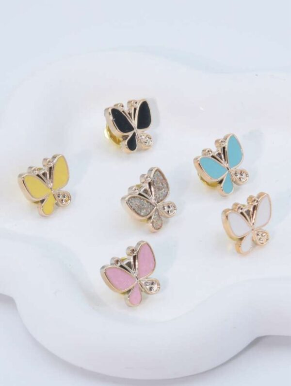 6pcs Butterfly Decor Removable Button Tighten Buckle Brooches - Image 3