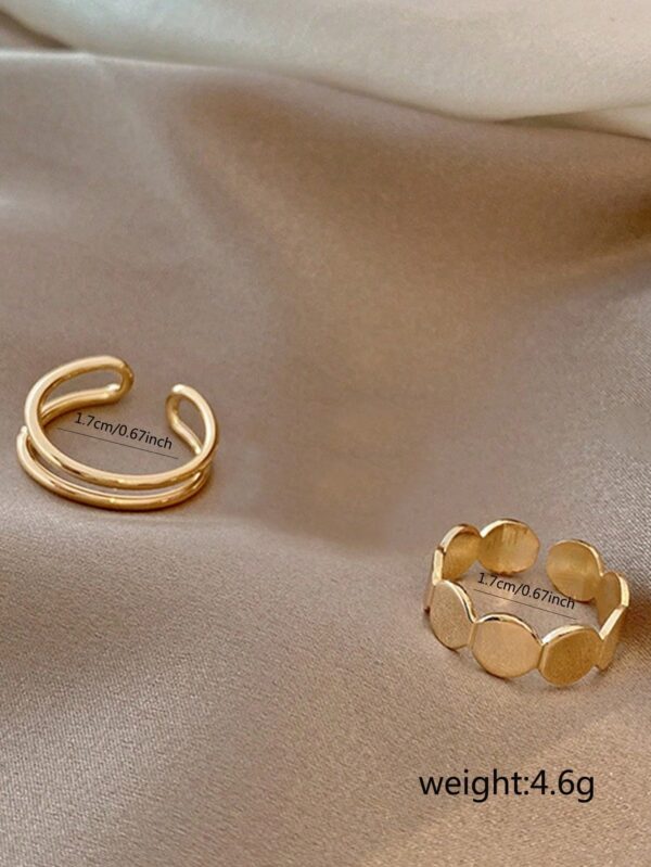 2pcs Non Tarnish Gold-tone Adjustable Irregular Metal Rings