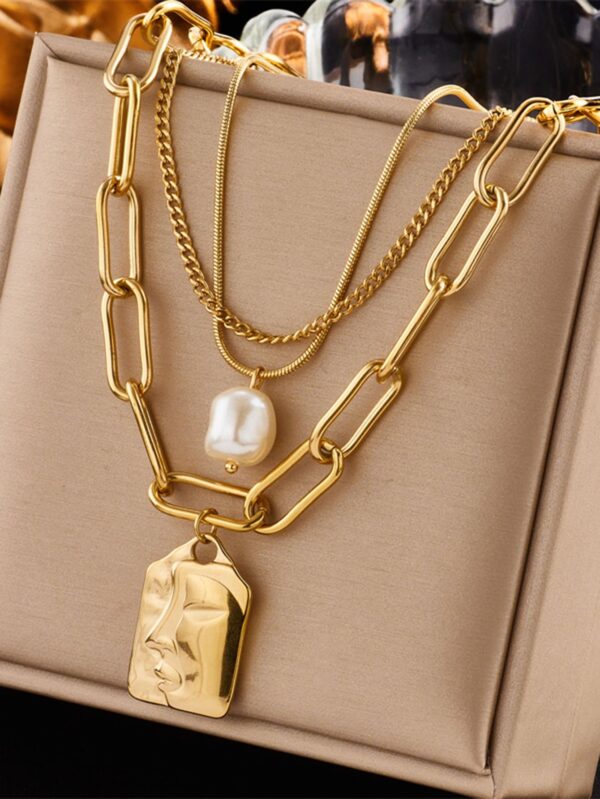 Non Tarnish Multilayered Chunky Chain Necklace