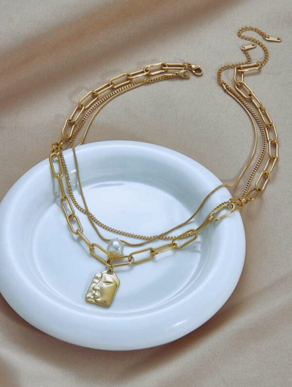 Non Tarnish Multilayered Chunky Chain Necklace - Image 2