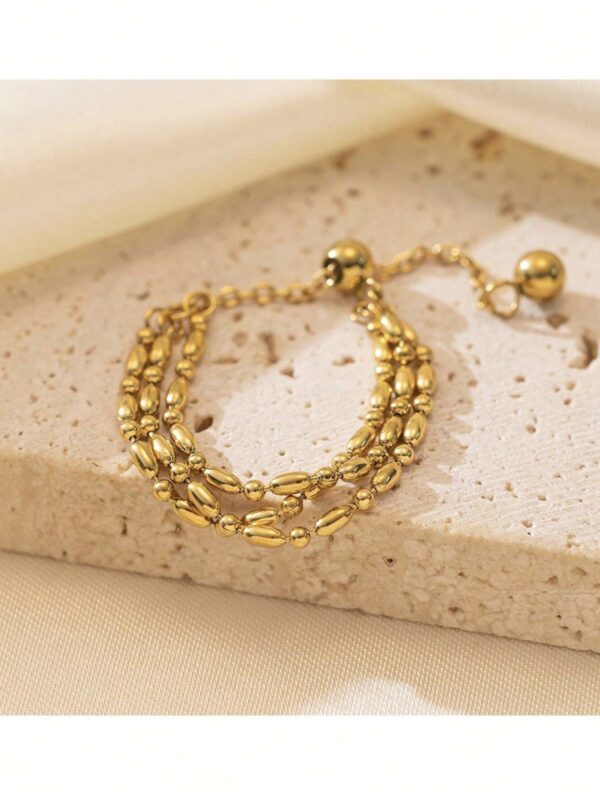 1pc Non Tarnish Gold Tone Minimal Chain Ring - Image 3