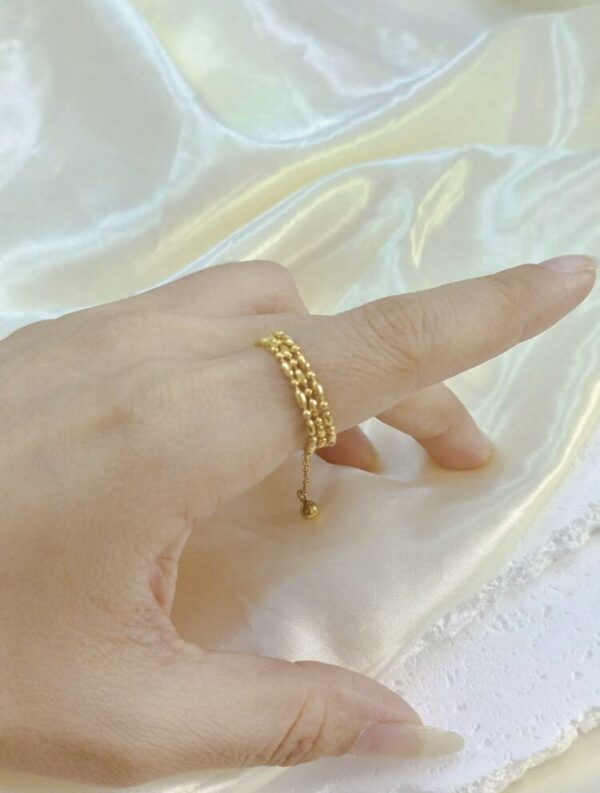 1pc Non Tarnish Gold Tone Minimal Chain Ring - Image 2