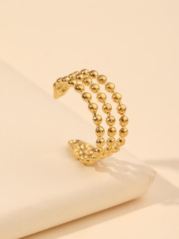 Non Tarnish Adjustable Bead Decor Cuff Ring