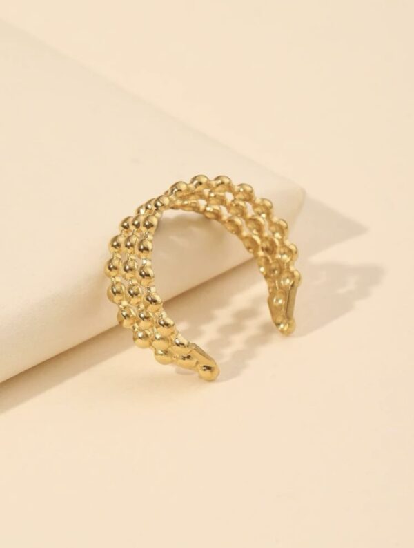 Non Tarnish Adjustable Bead Decor Cuff Ring - Image 2
