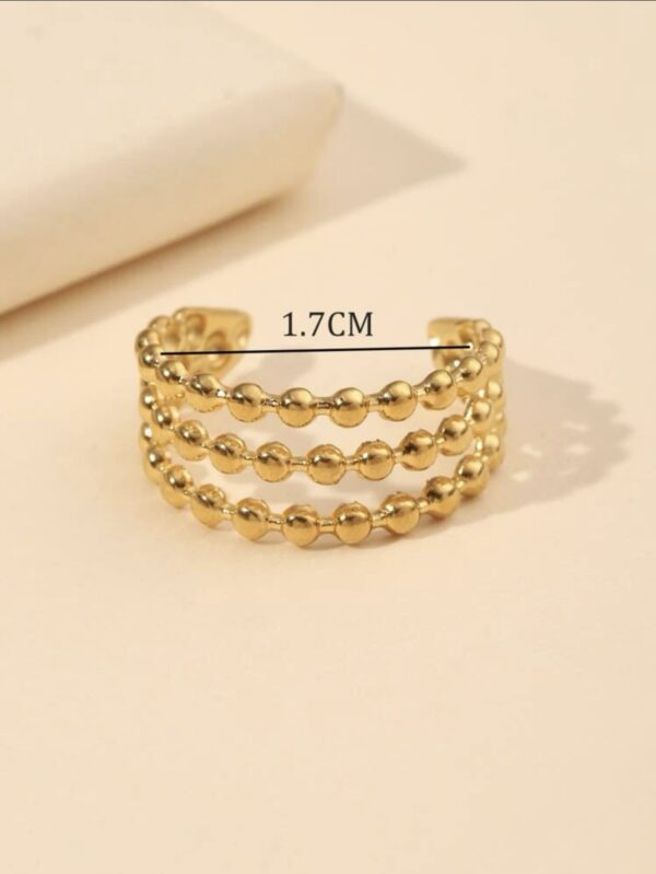 Non Tarnish Adjustable Bead Decor Cuff Ring - Image 3