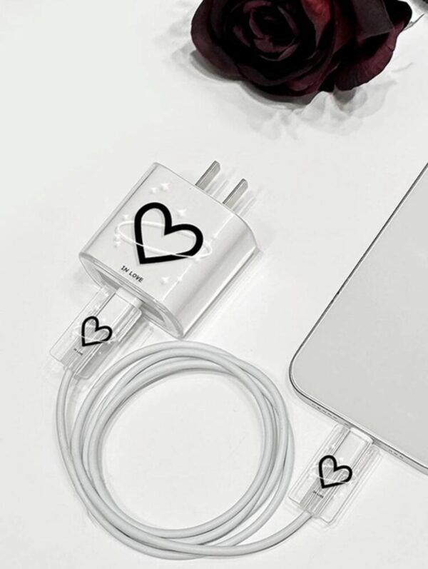 Black Heart Shaped Data Cable Protective Cover