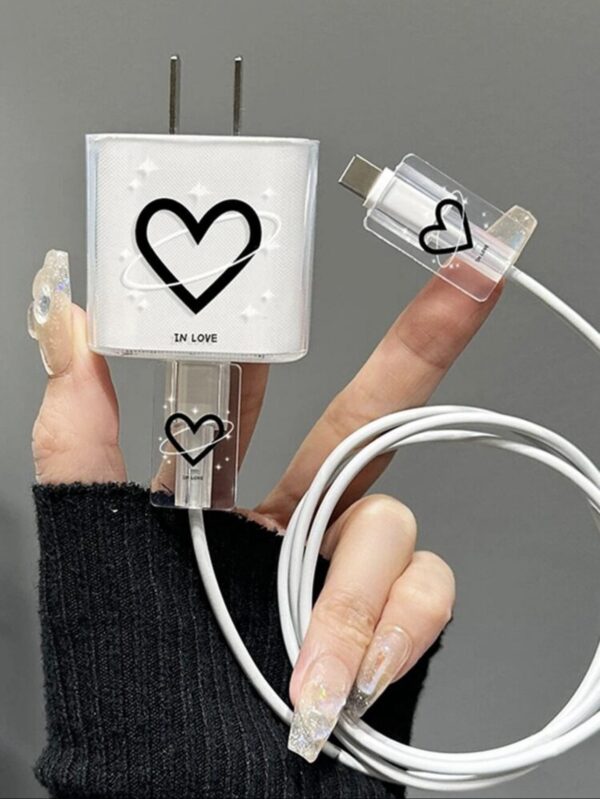 Black Heart Shaped Data Cable Protective Cover - Image 3