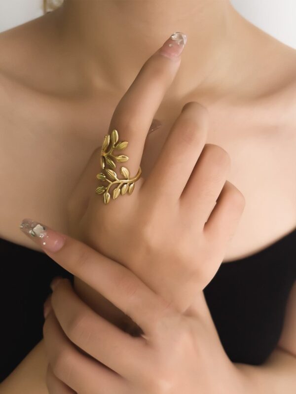 Non Tarnish Gold Leaf Design Wrap Ring