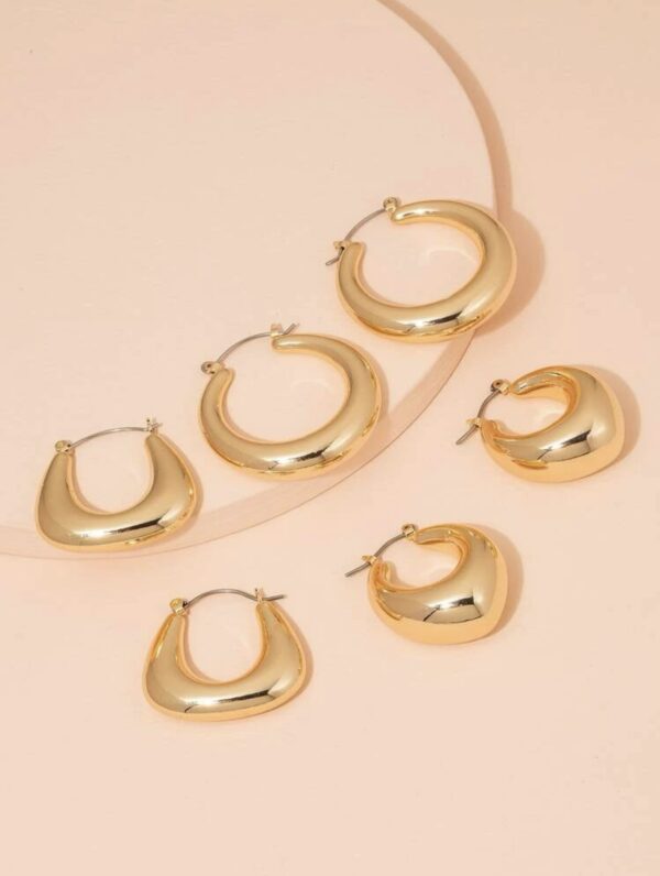 3pairs Metal Hoop Earrings - Image 2