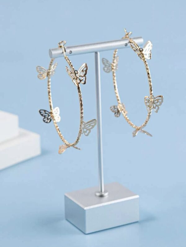 Butterfly Decor Hoop Earrings - Image 2