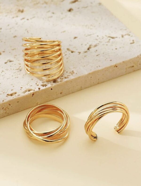 3pcs Gold Layered Minimalist Rings - Image 2