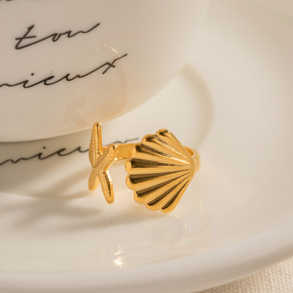 Non Tarnish Beach Starfish Adjustable Ring - Image 3