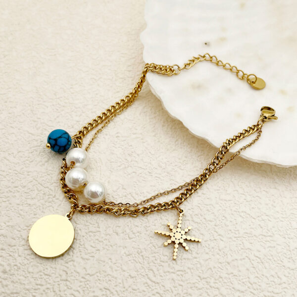 Non Tarnish Round Pearl Charm Bracelet - Image 2