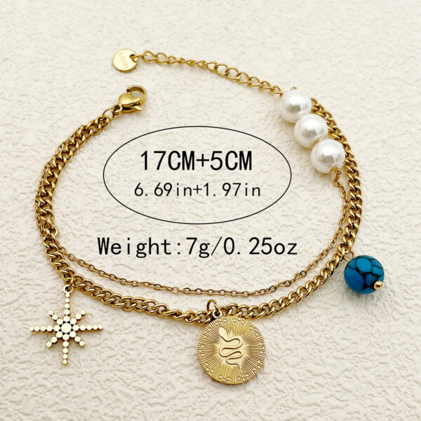 Non Tarnish Round Pearl Charm Bracelet - Image 3