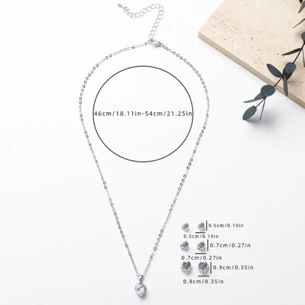 Boxed 4pcs Zircon Triangle Necklace & Earrings Set - Image 3