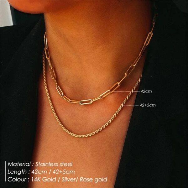 Non Tarnish Layered Chunky Twist Chain