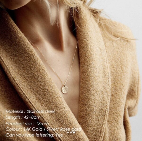 Non Tarnish Minimal Pearl & Disc Pendant Layer Necklace - Image 3