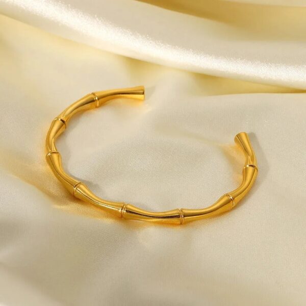 Non Tarnish Bamboo Open Bangle Bracelet