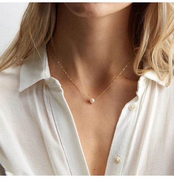 Non Tarnish Gold Minimal Pearl Drop Necklace