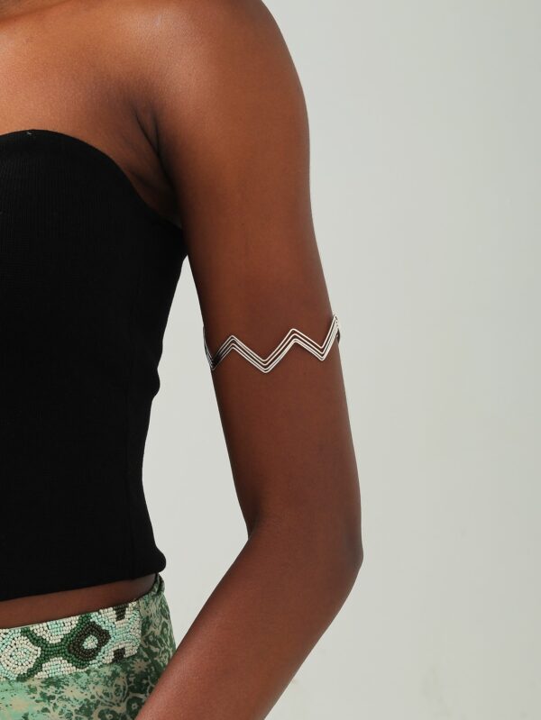 Silver Chevron Design Arm Cuff