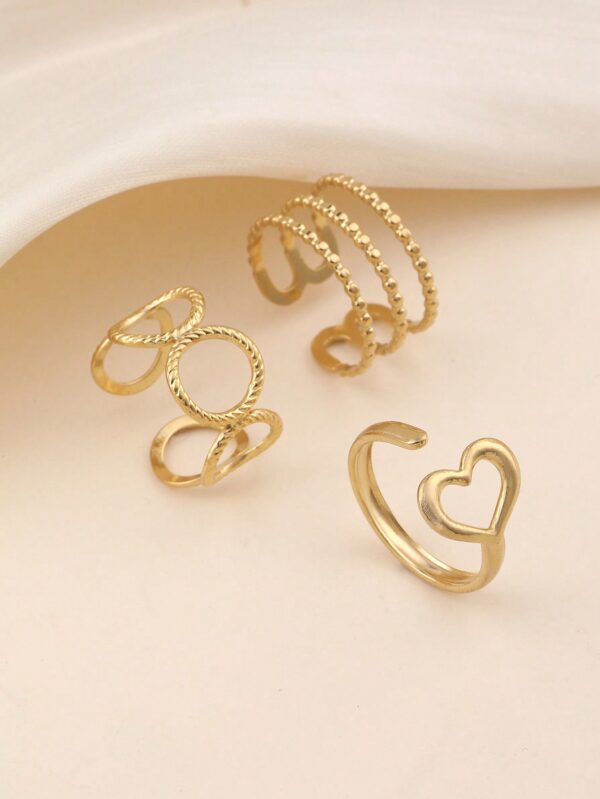 3pcs Non Tarnish Minimal Shapes Rings