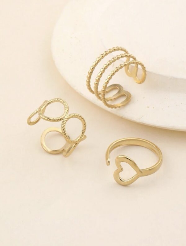 3pcs Non Tarnish Minimal Shapes Rings - Image 2