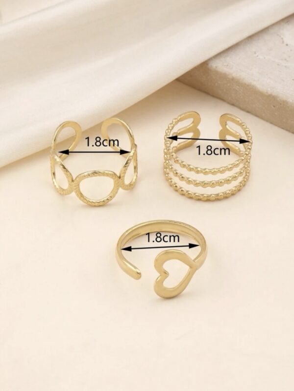 3pcs Non Tarnish Minimal Shapes Rings - Image 3