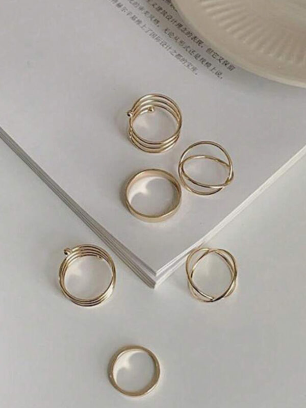 Minimal 6pcs Criss Cross Decor Ring Set