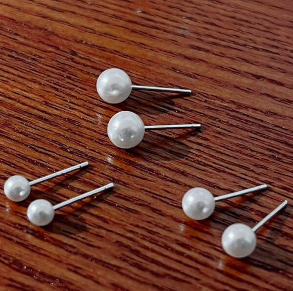 3pairs Faux Pearl Decor Stud Earrings - Image 2